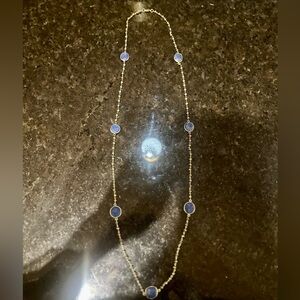 Long Layering Necklace with Lapis Stations